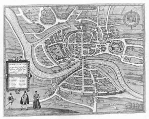 Historic map of Bristol in 1582